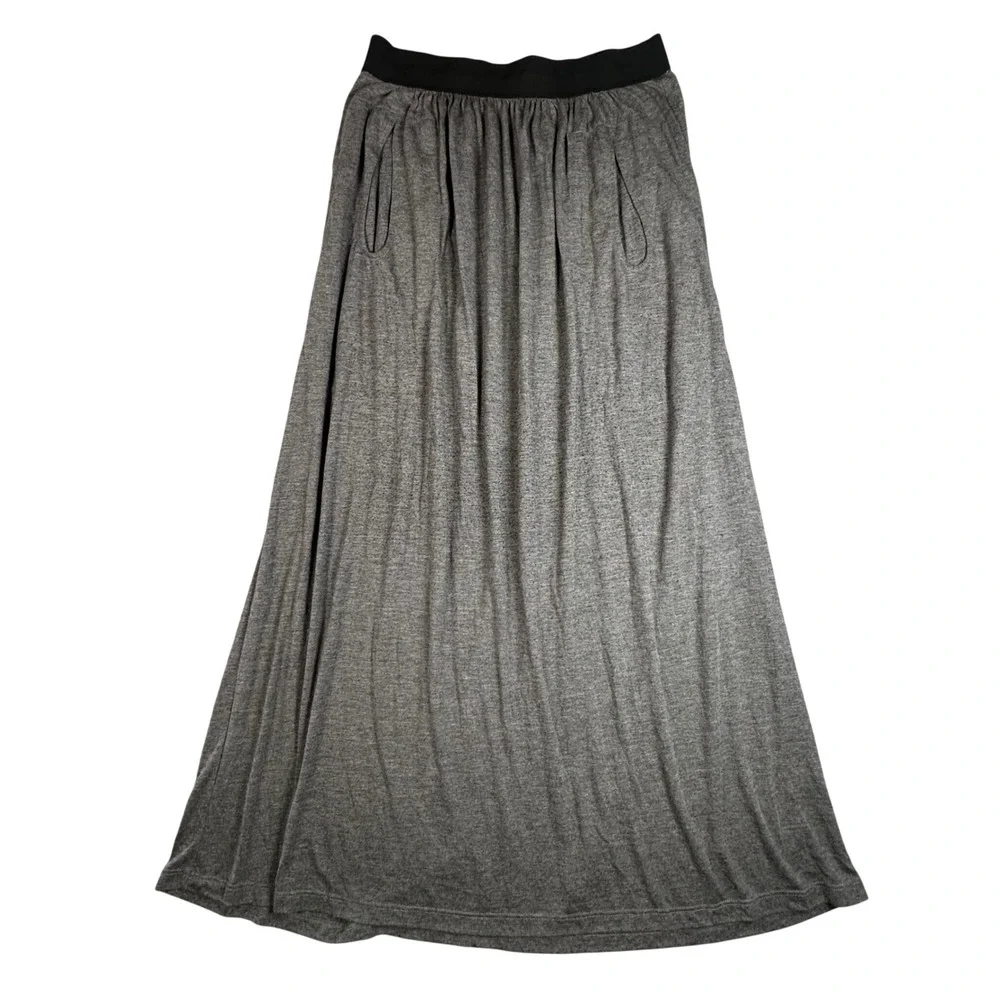 Peruvian Connection Modal Maxi Skirt Women Large Gray Knit Pockets Elastic Waist